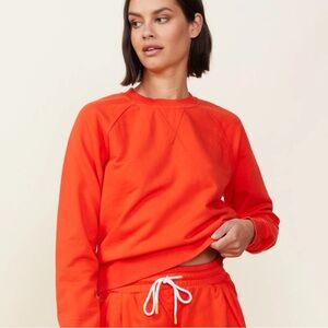 Monrow ‘90s Classic Raglan Sleeve Sweatshirt Tomato Red Size Medium